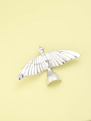 Brosa din aliaj argintie  si cristale zirconiu model bird