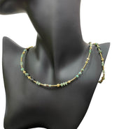 Set bijuterii din inox auriu cu pietre naturale format din colier si bratara