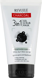 Revuele crema fata charcoal  3 în 1 gel scrub mask 150 ml