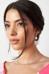 Cercei dinn inox model inima si cristal roz zirconiu