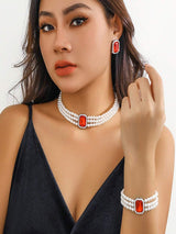 Set Bijuterii din Nichel tip choker cu perle s02