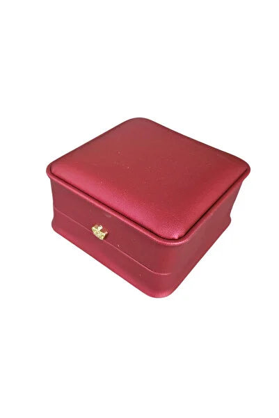 Cutie Cadou din imitatie piele rosie model patrat mare pentru Bijuterii si Brosa