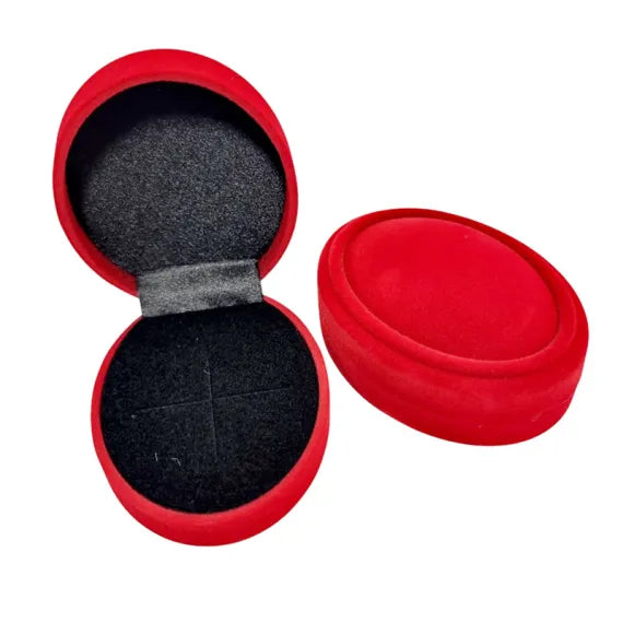 Cutie Cadou din catifea rosie model oval pentru Bijuterii si Brosa