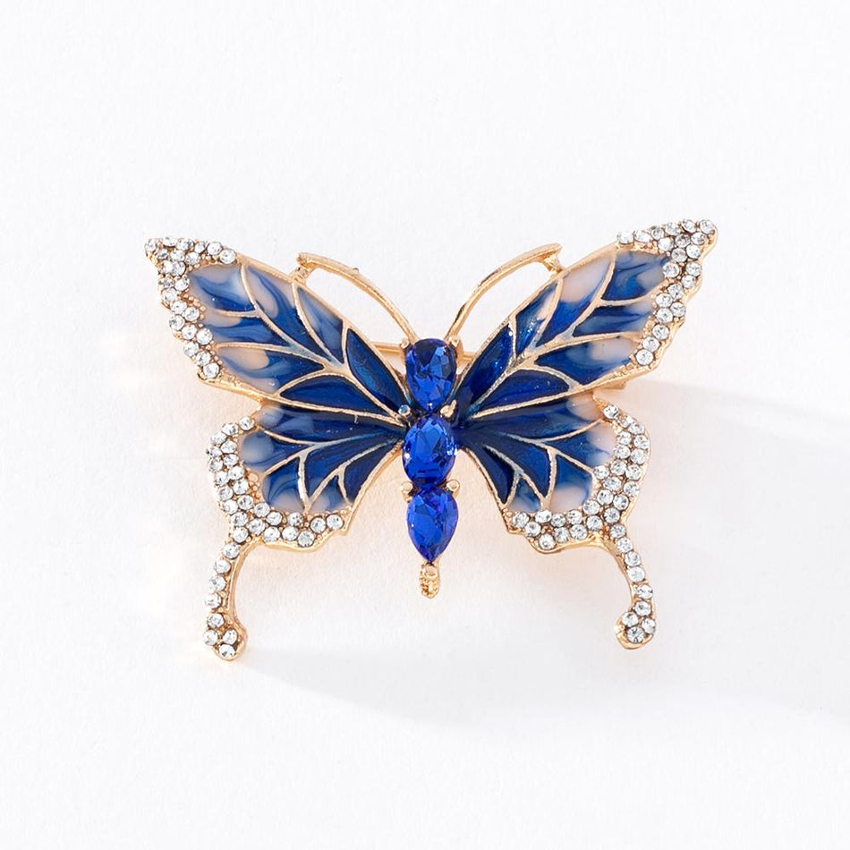 Brosa martisor  fluture cu pietre Albastru - Shiny Beauty