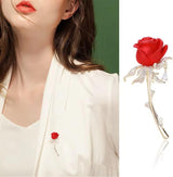 Brosa din aliaj floare rosie v23