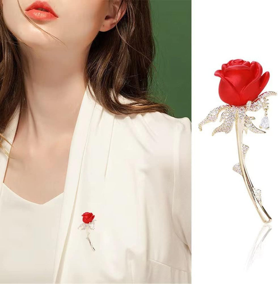 Brosa din aliaj floare rosie v23