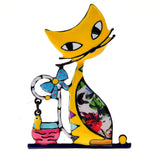 Brosa din aliaj color pisica v20