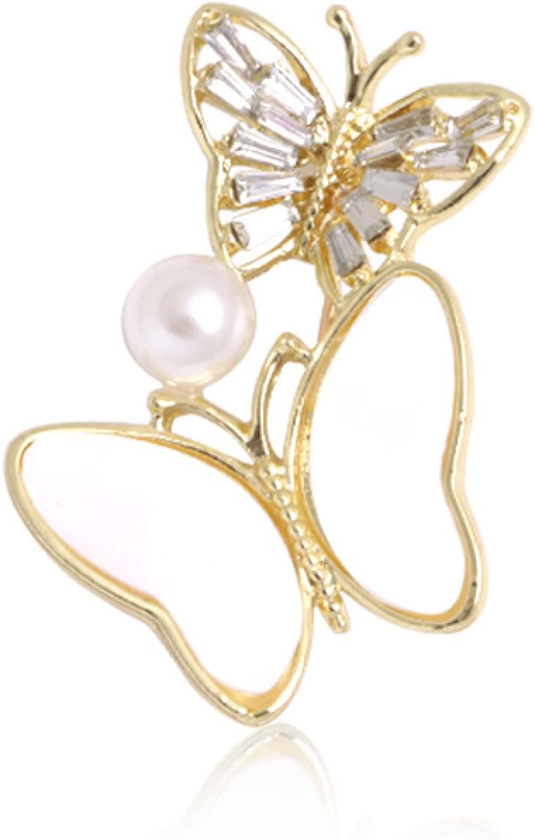 Brosa din aliaj aurie model fluturasi cu perla