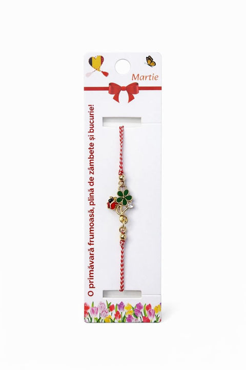 Martisor bratara trifoi cu buburuza - Shiny Beauty