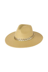 Palarie Dama Fedora cu accesoriu auriu lant