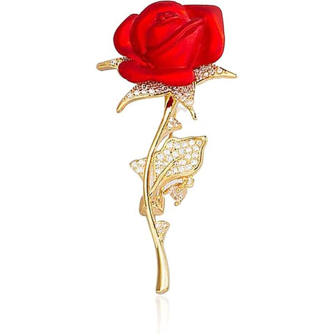 Brosa din aliaj floare rosie v23