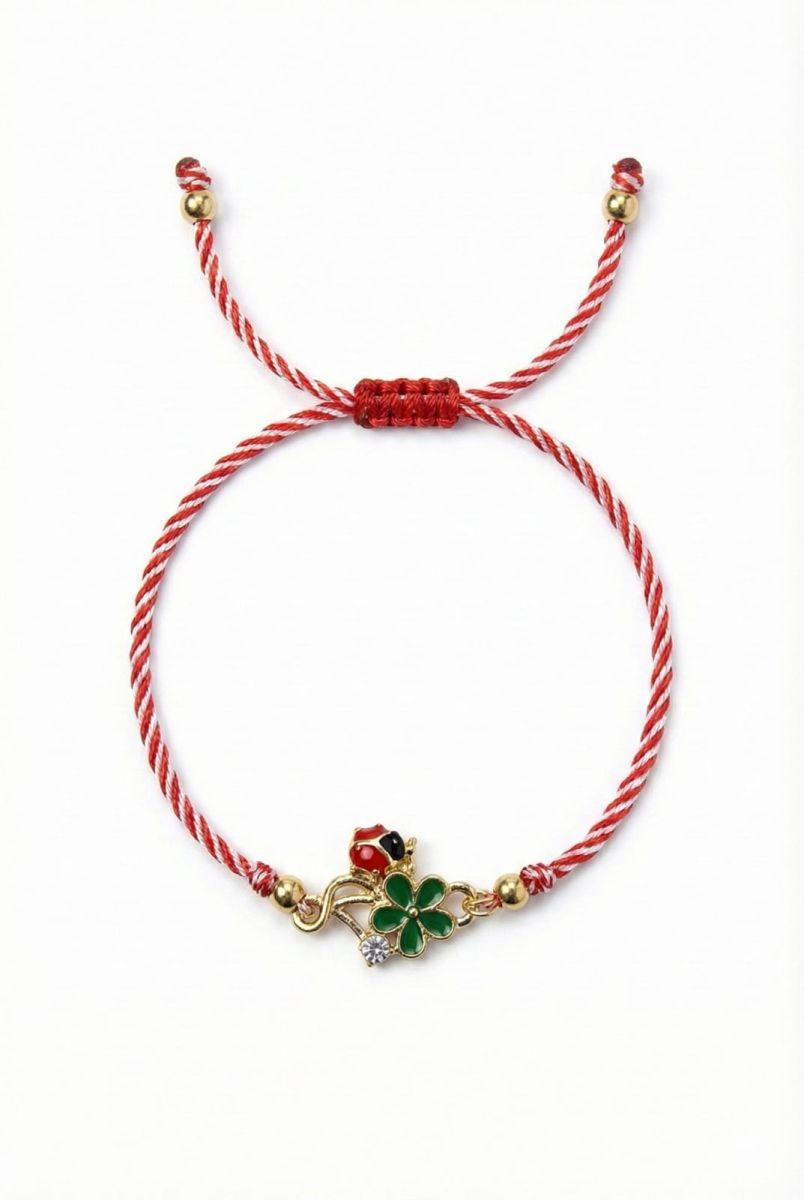 Martisor bratara trifoi cu buburuza - Shiny Beauty