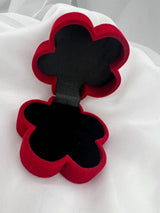 Cutie Cadou din catifea rosie model floare pentru Bijuterii si Brosa
