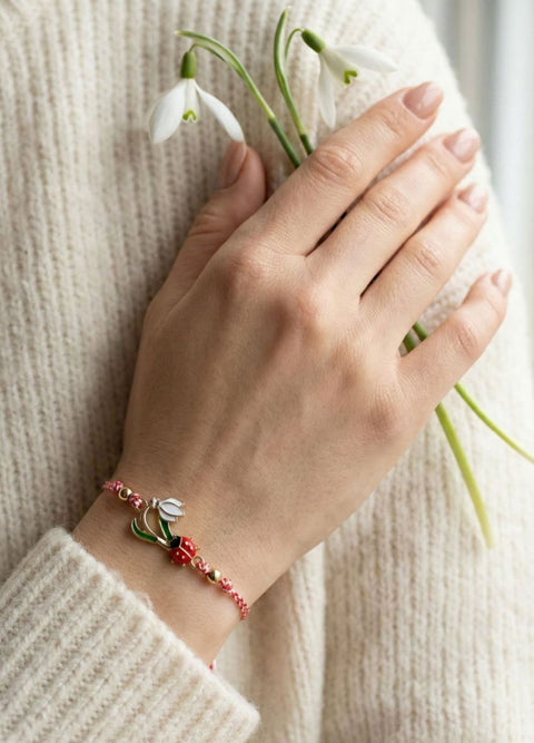 Martisor bratara ghiocel cu buburuza - Shiny Beauty