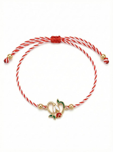 Martisor bratara ghiocel cu boboc rosu - Shiny Beauty