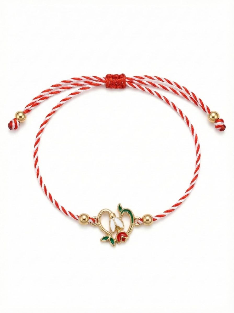 Martisor bratara ghiocel cu boboc rosu - Shiny Beauty
