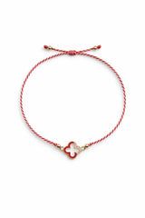 Martisor bratara floare rosie cu pietre