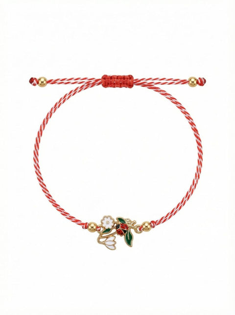 Martisor bratara ghiocel cu floare si buburuza - Shiny Beauty