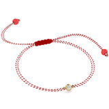 Martisor bratara placat aur 24k Crystal White ata rosu cu alb - Shiny Beauty