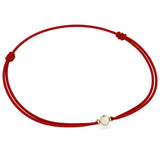Martisor bratara placat aur 24k Crystal White ata rosie - Shiny Beauty