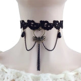 Colier choker negru cu lant si inima