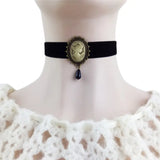 Colier choker negru cu accesoriu camee Ela