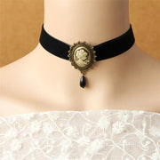 Colier choker negru cu accesoriu camee Ela