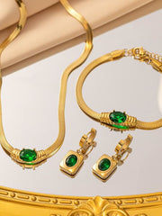 Set bijuterii din titan, colier placat aur18k, cercei, bratara, auriu