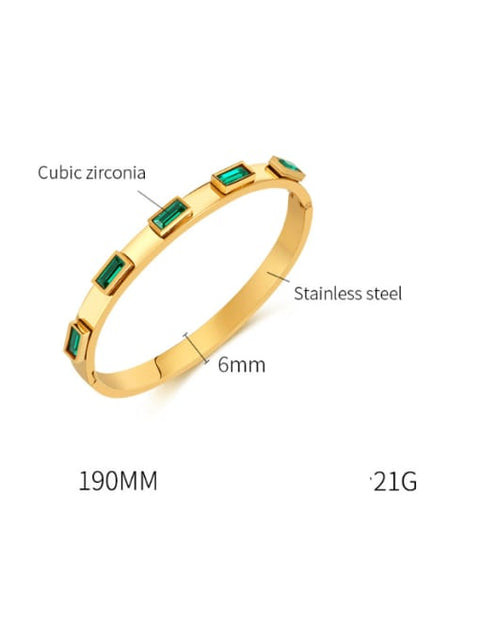 Brățară din oțel inoxidabil fixa  cu cristale zirconiu placata cu aur 18k