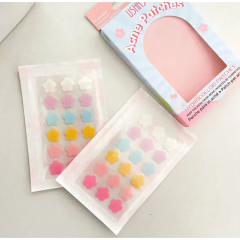 Plasturi antiacneici USHAS – set 36 bucăți, formă floricică, culori pastel ***