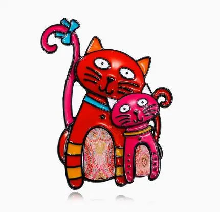 Brosa din aliaj color pisica v11