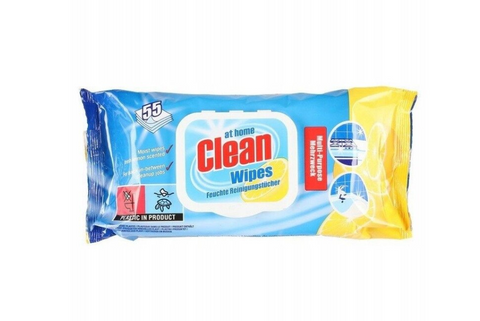 Servetele umede de curatare At Home Clean, Lemon, pachet 55 buc, pentru toate suprafetele