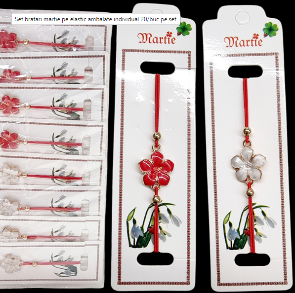 Martisor bratara floare rosie sau alba