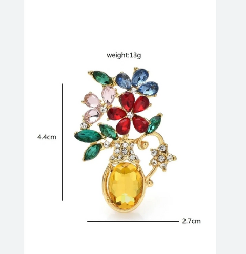 Martisor Brosa Vaza cu flori 01 - Shiny Beauty