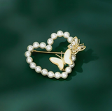 Brosa eleganta cu perle model inima - Shiny Beauty