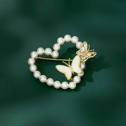 Brosa eleganta cu perle model inima - Shiny Beauty