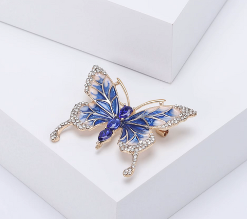 Brosa martisor  fluture cu pietre Albastru - Shiny Beauty