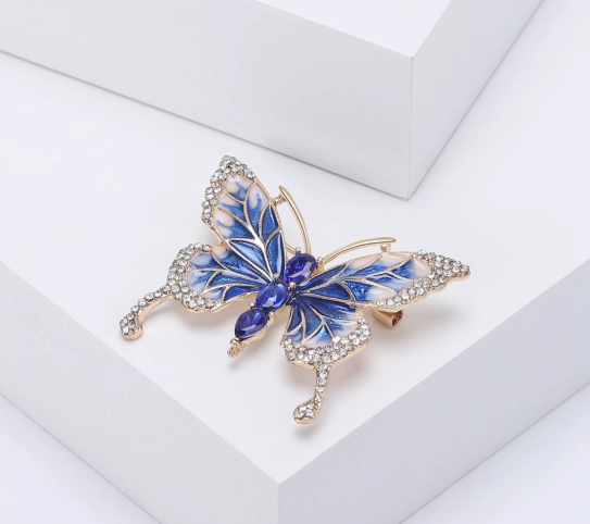 Brosa martisor  fluture cu pietre Albastru - Shiny Beauty