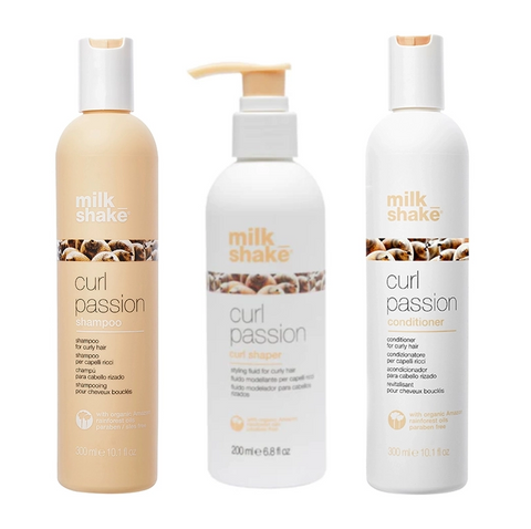 Pachet pentru par cret sau ondulat curl passion - sampon 300ml, balsam 300ml, crema shaper 200ml SET MILK SHAKE - Shiny Beauty