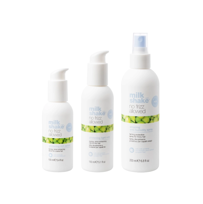 Pachet pentru netezirea parului no frizz allowed - spray 200ml, crema 150ml, ser 100ml  SET MILK SHAKE - Shiny Beauty