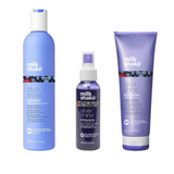 Pachet pentru par blond silver shine - sampon 300ml, balsam 250ml, spray silver shine 100ml SET MILK SHAKE - Shiny Beauty