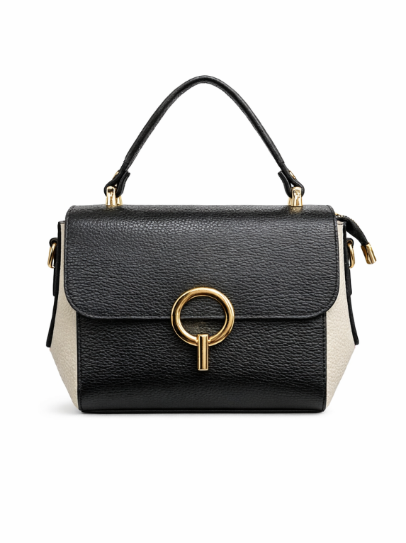 Poseta piele naturala Black and Crem