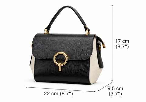 Poseta piele naturala Black and Crem