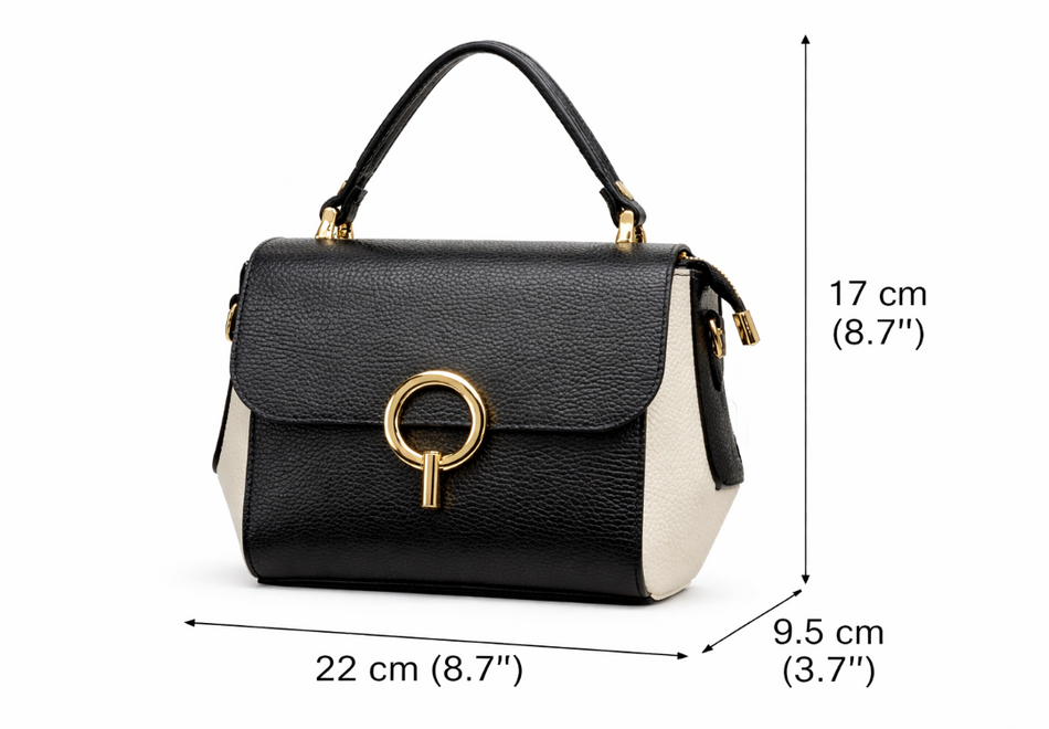 Poseta piele naturala Black and Crem