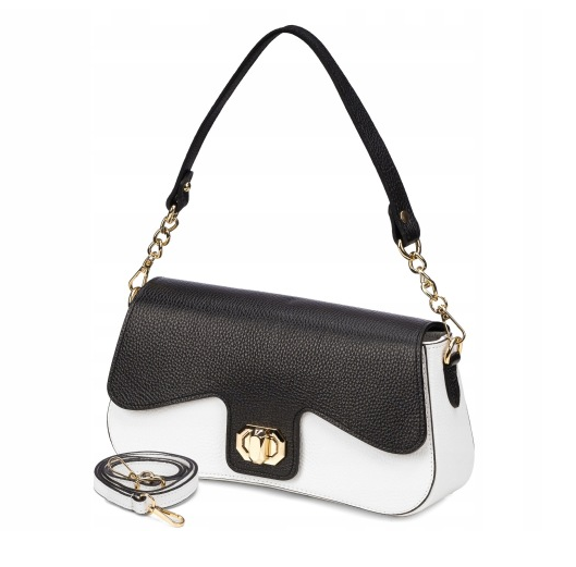 Poseta piele naturala black and white