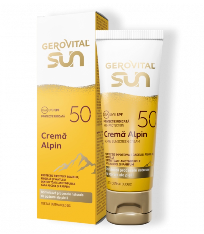 Gerovital Sun Crema Alpin SPF50 - Protecție Ridicată Soare, Vânt, Frig, Gerovital Sun, 50 ml - Shiny Beauty