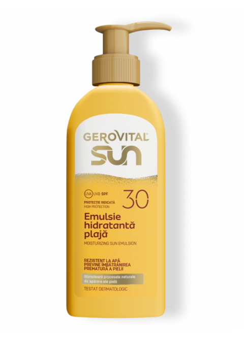 Gerovital Sun Emulsie Hidratantă Plajă SPF30 – Hidratare și Protecție Solară Ridicată, Gerovital Sun, 200 ml - Shiny Beauty