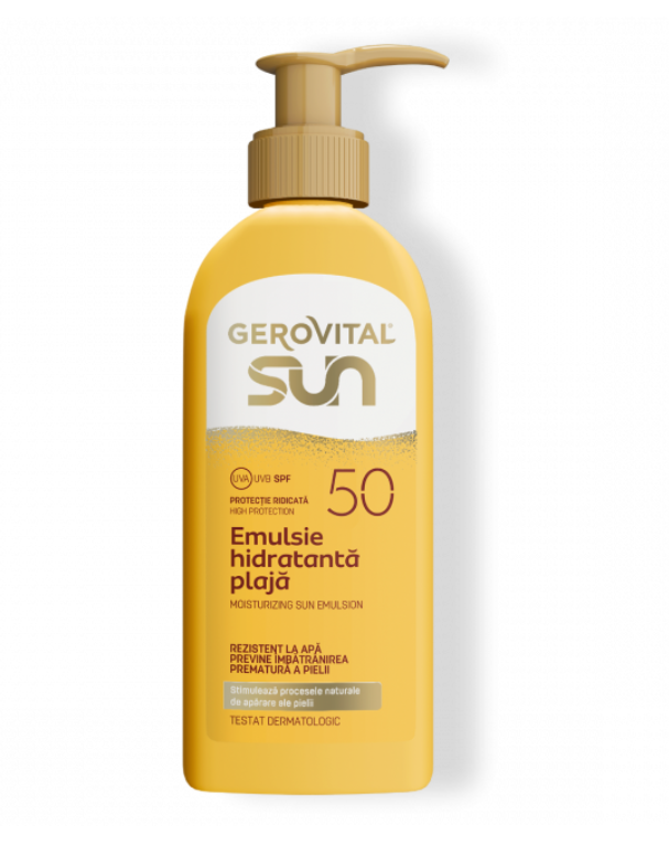 Gerovital Sun Emulsie Hidratantă Protecție Solară SPF50 - Protecție ridicată și Hidratare, Gerovital Sun, 200 ml - Shiny Beauty