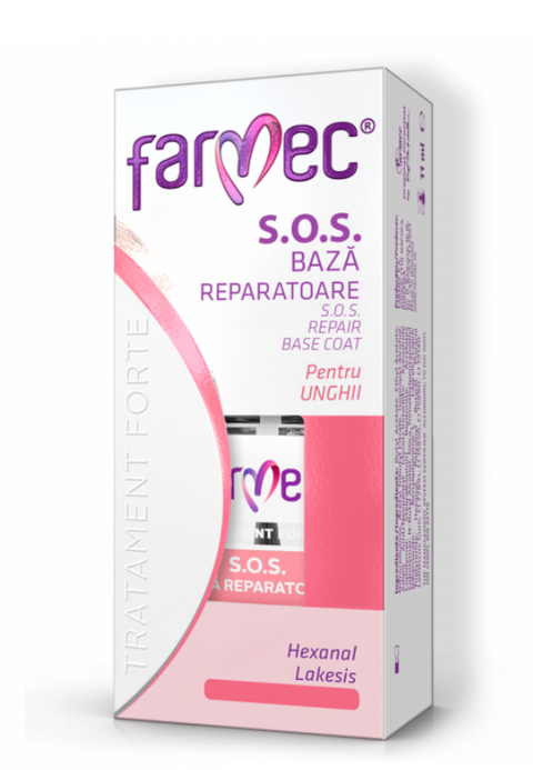 S.O.S Bază Reparatoare cu Hexanal și Lakesis, Farmec Tratament Forte, 11 ml MANICHIURA PRODUS ROMANESC - Shiny Beauty