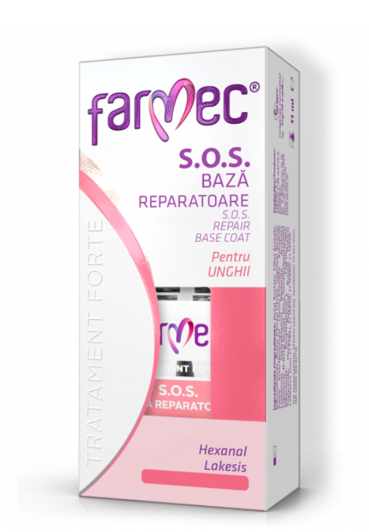 S.O.S Bază Reparatoare cu Hexanal și Lakesis, Farmec Tratament Forte, 11 ml MANICHIURA PRODUS ROMANESC - Shiny Beauty